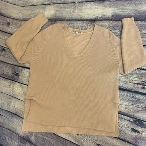 ATHLETA Tan/Pink Cable Knit Sweater